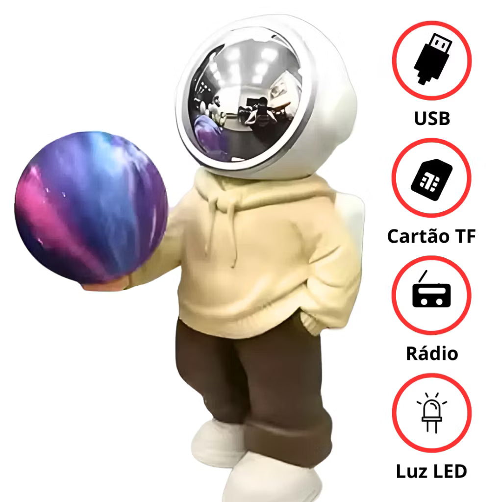 Parlante Lámpara Astronauta Galaxy LED – Bluetooth Recargable con Luz Ambiental ✨🚀